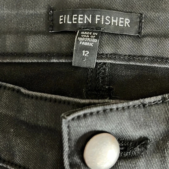 Eileen Fisher Wax Coated Organic Cotton Skinny Jeans/Pants in Black - Size 12 - Picture 5 of 7